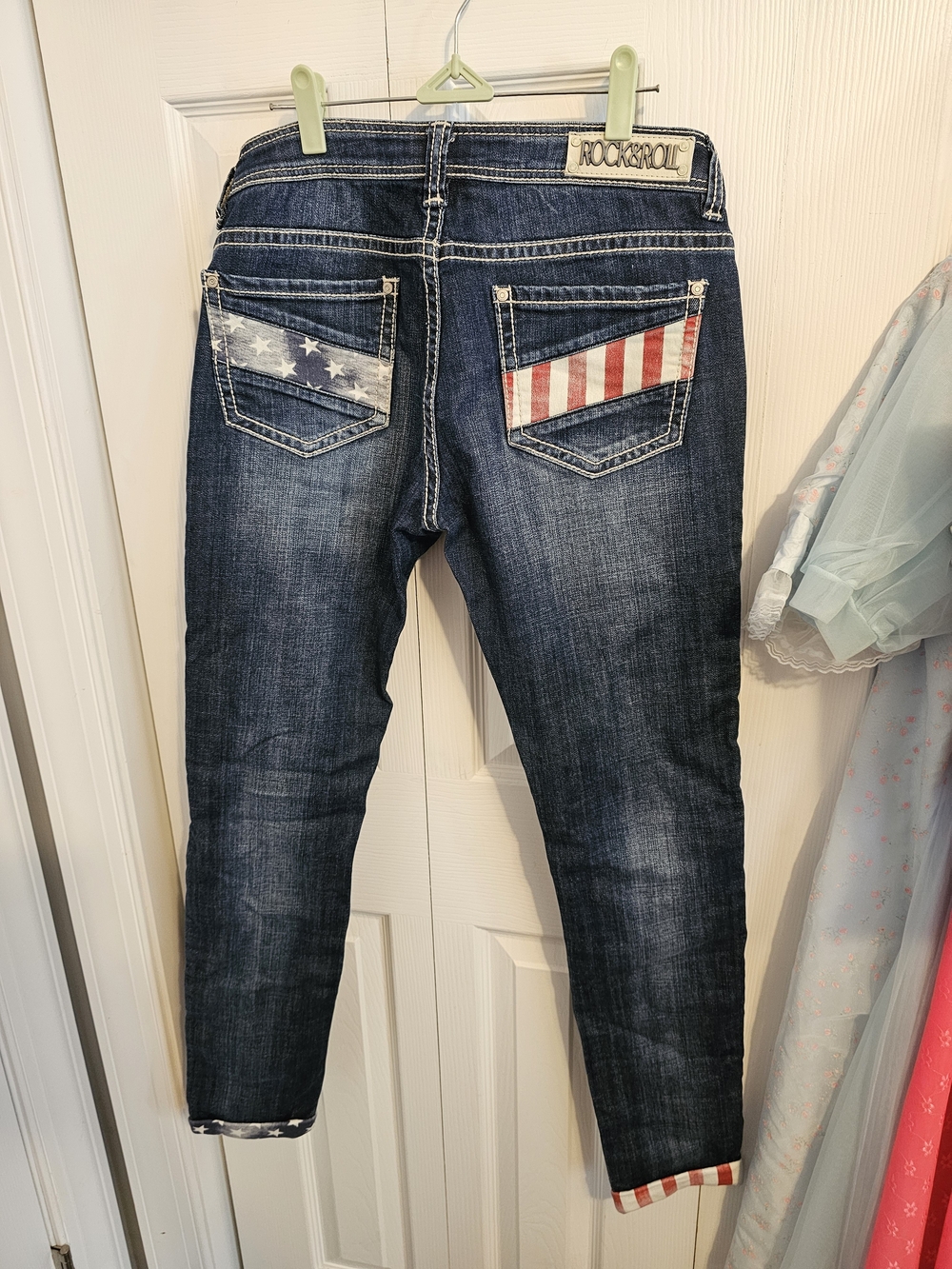 Rock & Roll Cowgirl Denim Jeans - Dark Blue- Americana Skinny/ Low Rise 29/33
